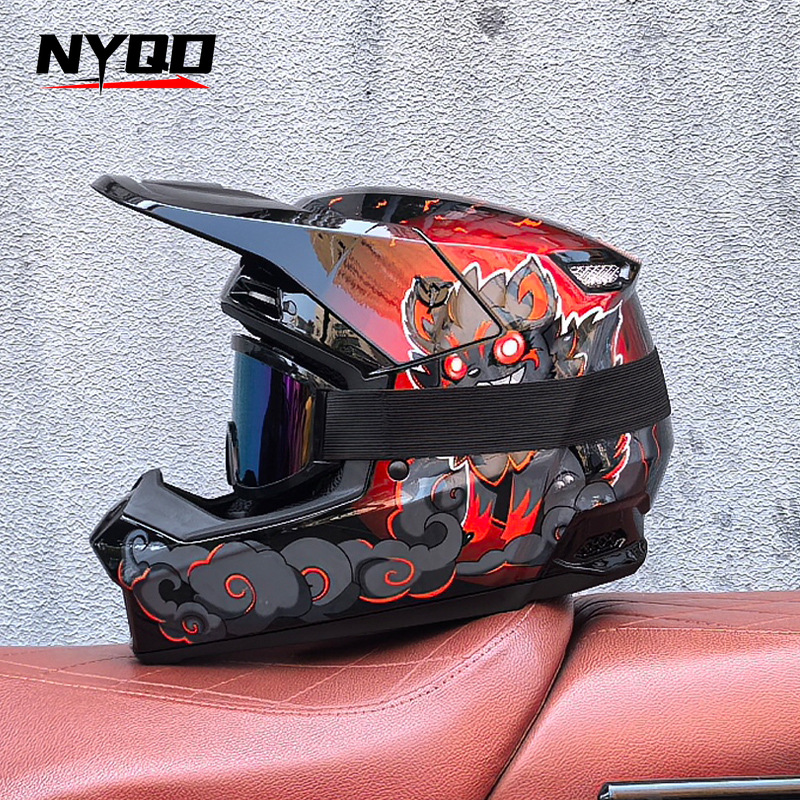 Mountain Biking Full Face Helmet - Orz على الطرق الوعرة ثلاث قطع